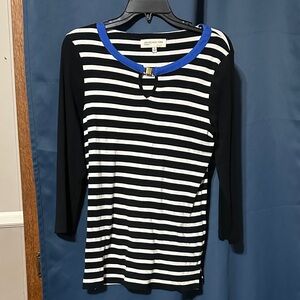 Jones New York Women's Striped Top with Blue Accent